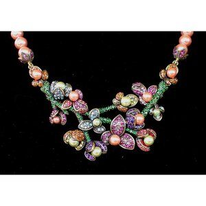 Heidi Daus "Budding Beauty" 18" Pavé Crystal  & Faux Pink Pearls Necklace